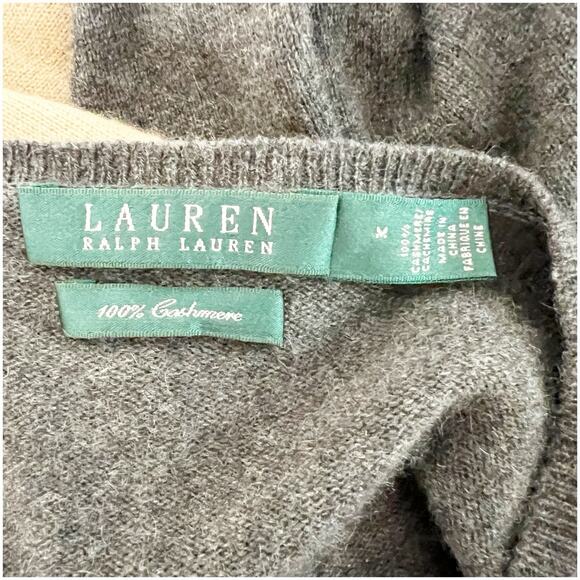 LRL Ralph Lauren Cashmere Sweater Women Sz M Color-block Round Neck Long Sleeve - Picture 4 of 7